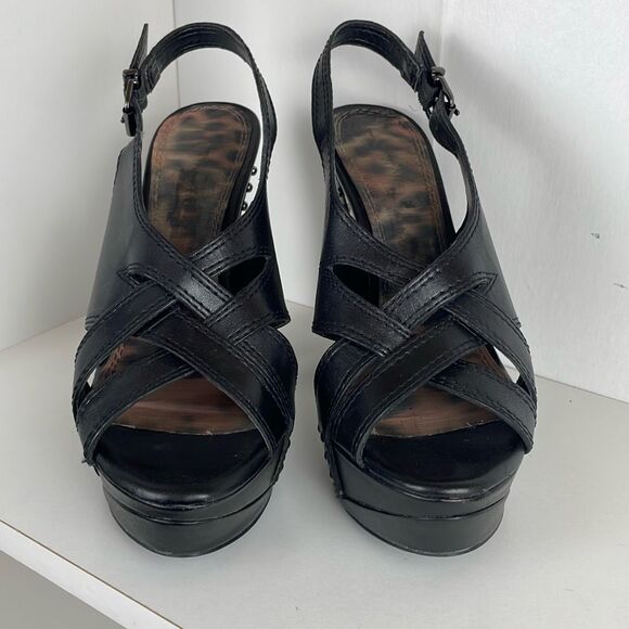 Studded Leather Slingback Platform Heels 7.5 - Picture 2 of 13